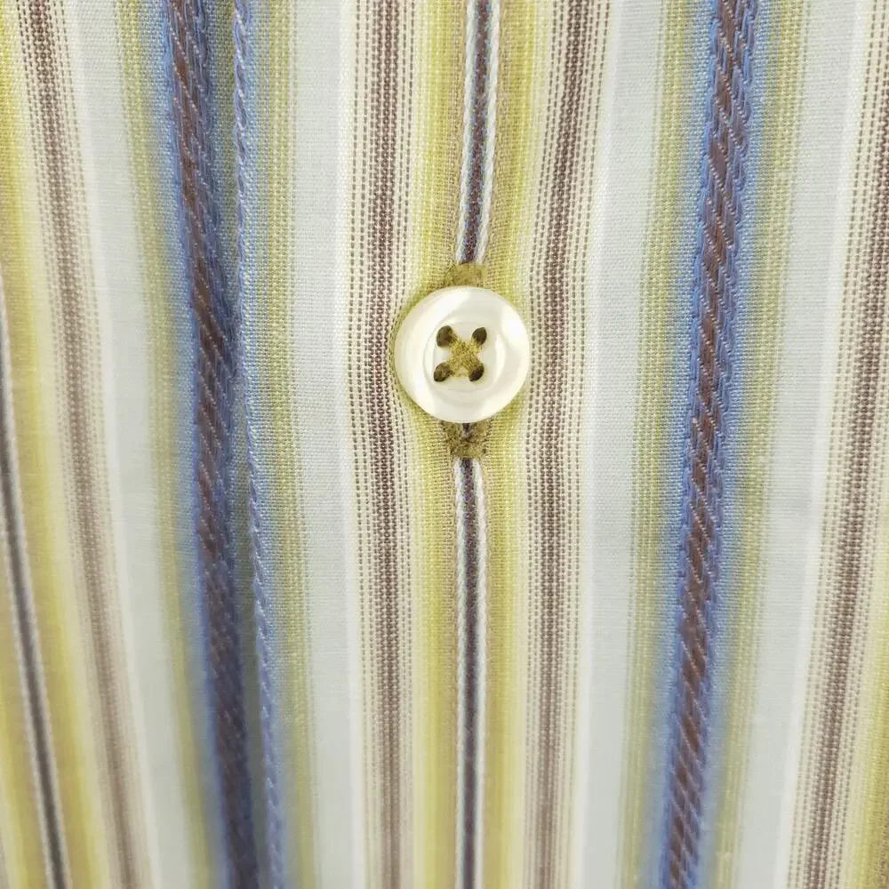 Tommy Bahama Indigo Palms Shirt Mens XL Yellow Blue Striped Cotton Button-Up